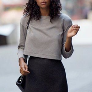 MM LaFleur Kusama Top Medium M Gray Cropped Ponte Knit Shirt Long Sleeve Blouse